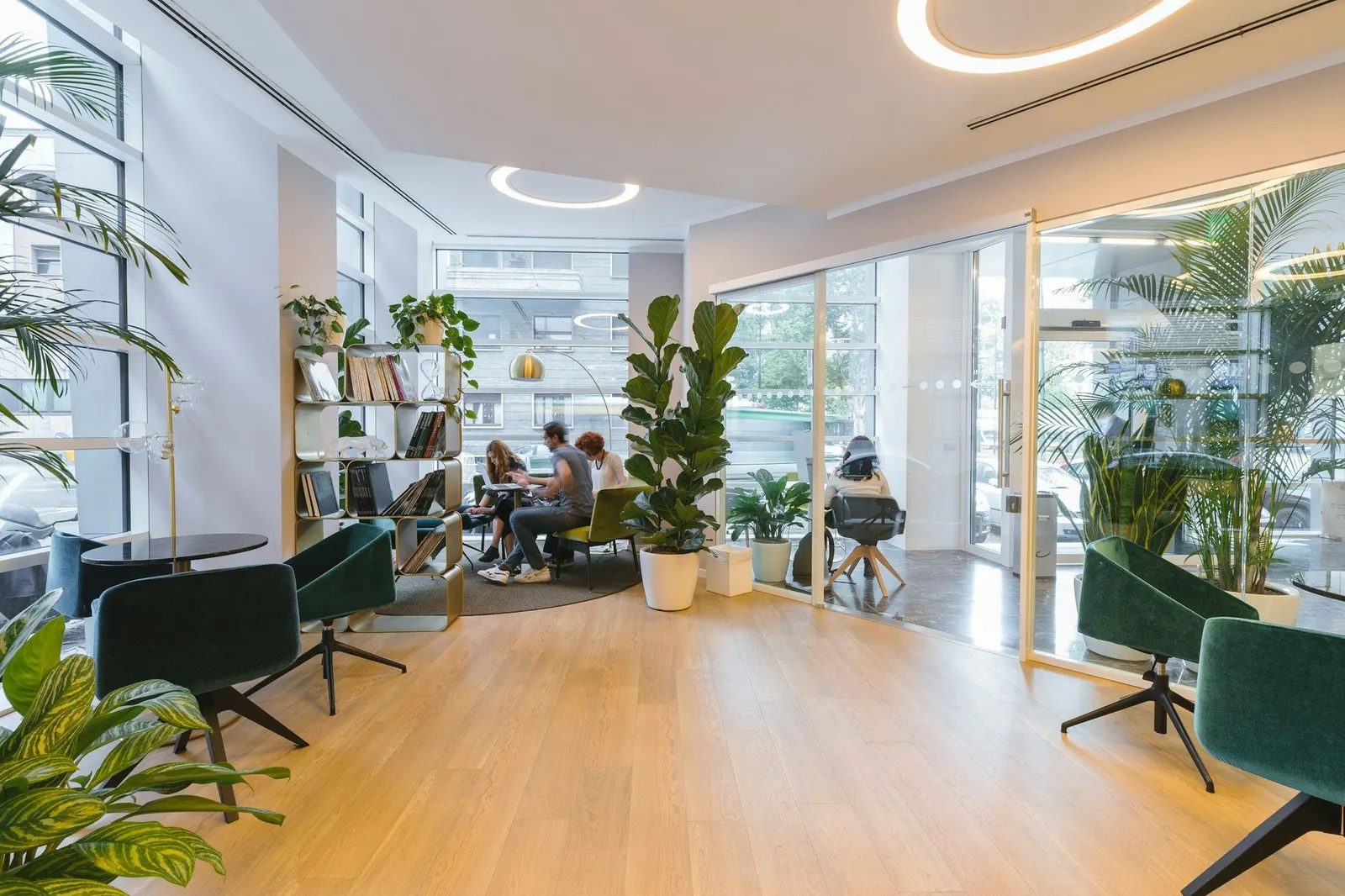Lyst kontor med planter